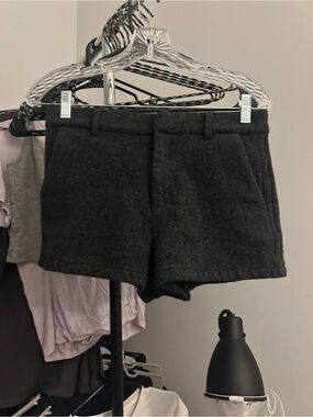 Women's Dark Gray Wool Blend Tailored Shorts